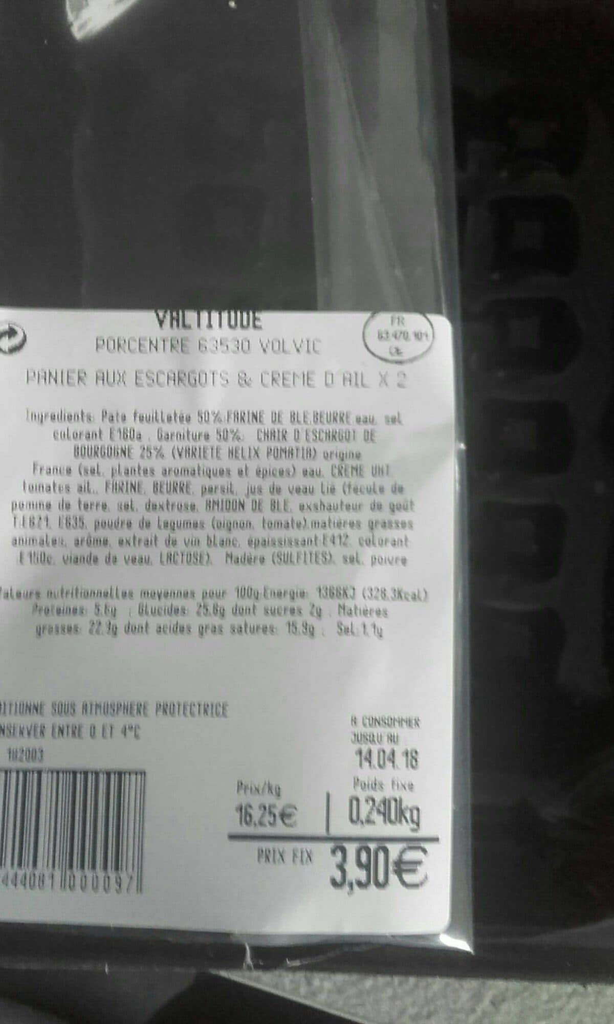 Open Food Facts Panier aux escargots packshot
