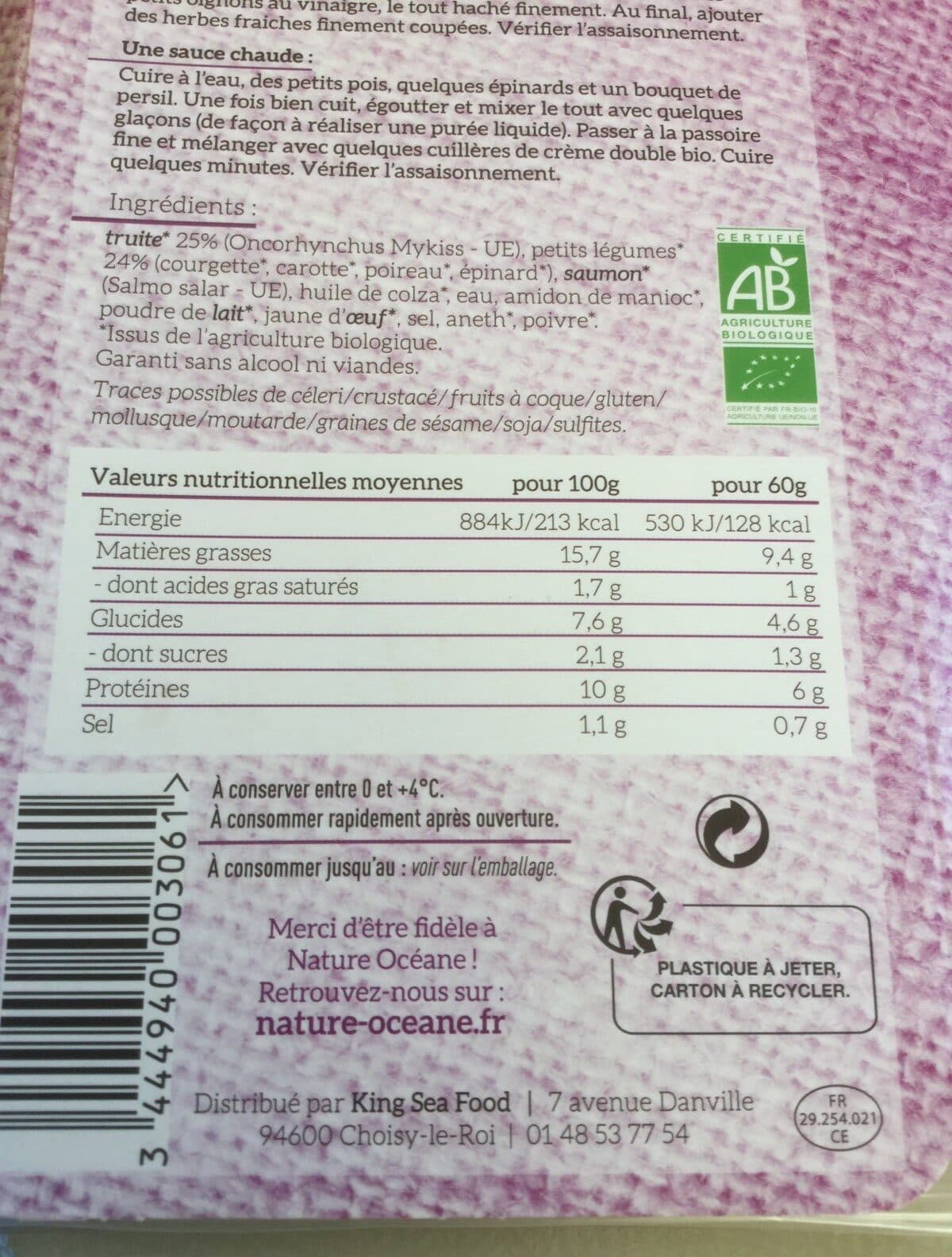 Nature Oceane Terrine à la truite packshot