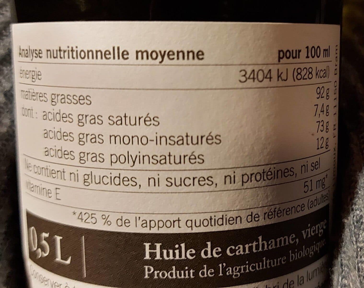 Bio planete Huile De Carthame Vierge Bio - 500 ML - Bio Planete packshot