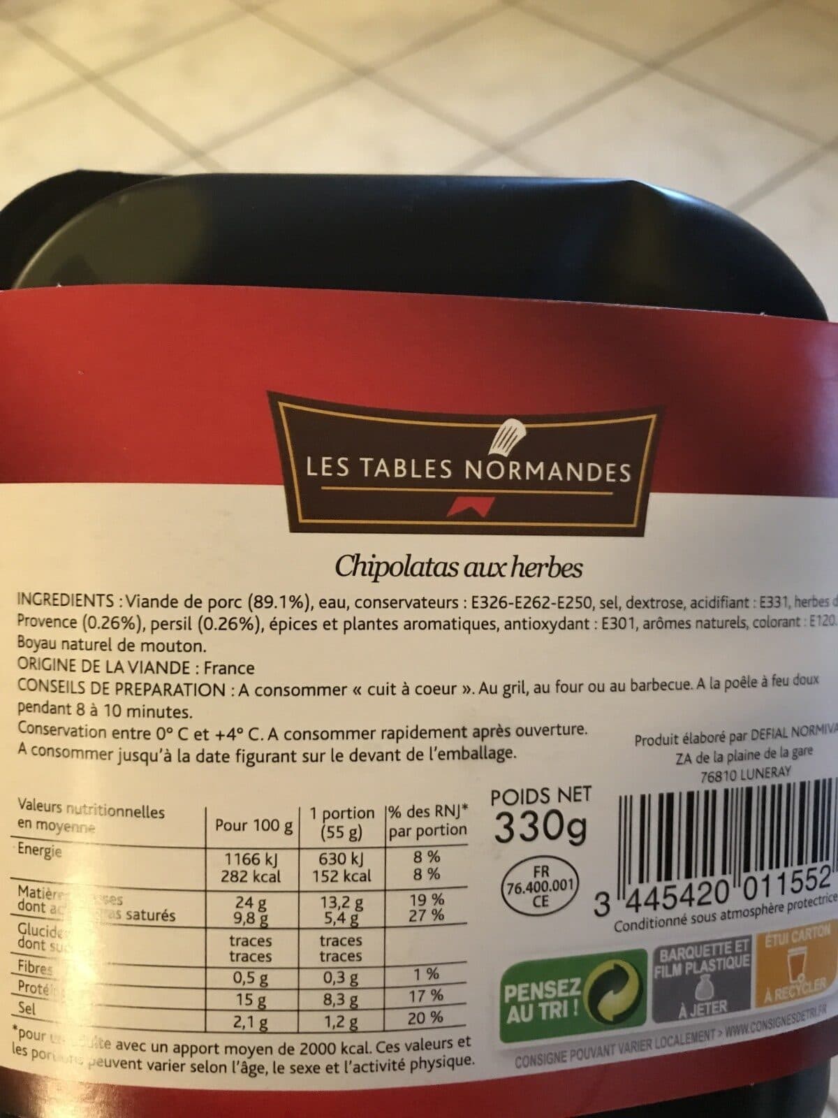Open Food Facts Chipolatas aux herbes packshot