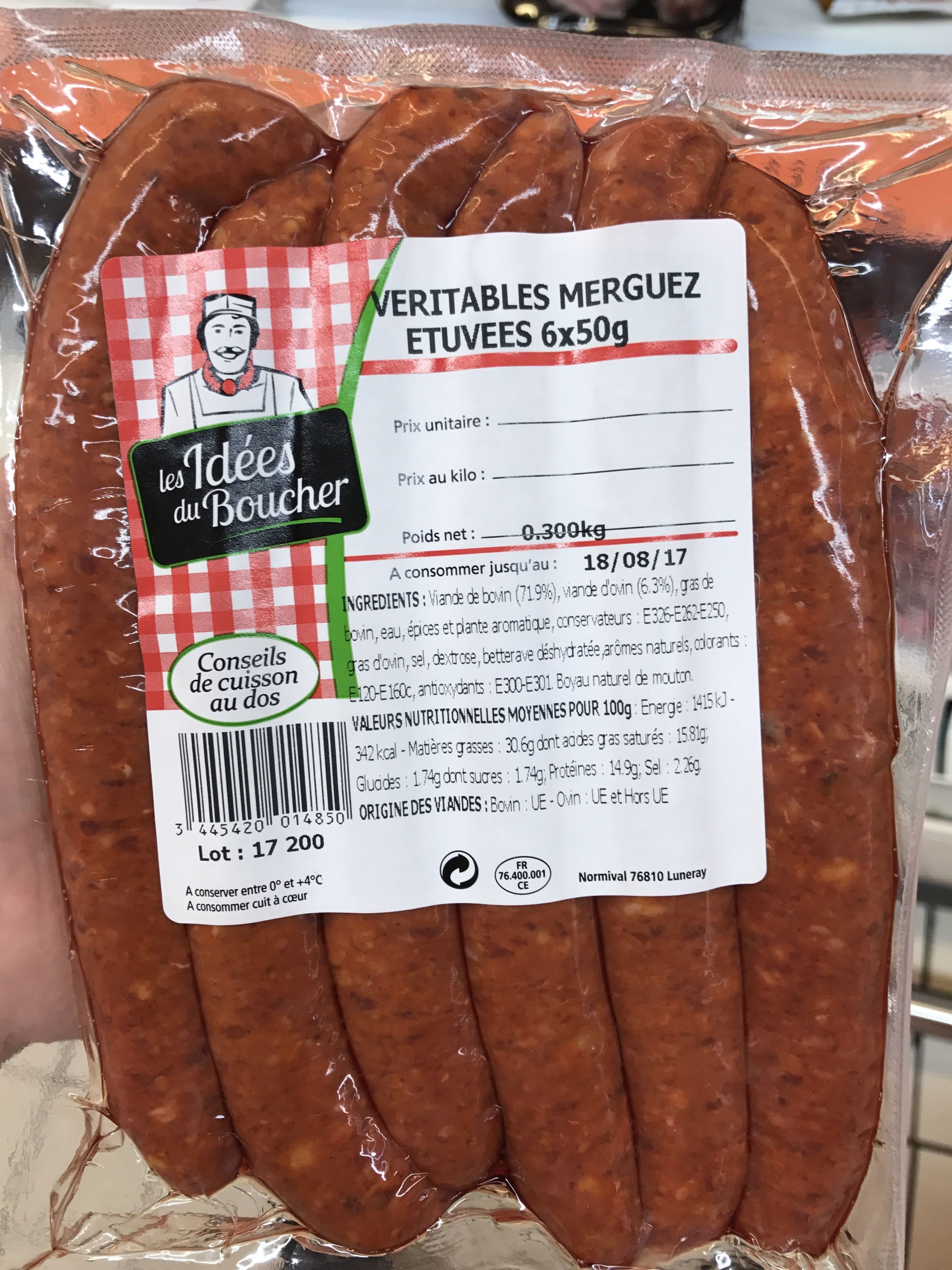 Les Idées du Boucher Véritables merguez étuvées packshot