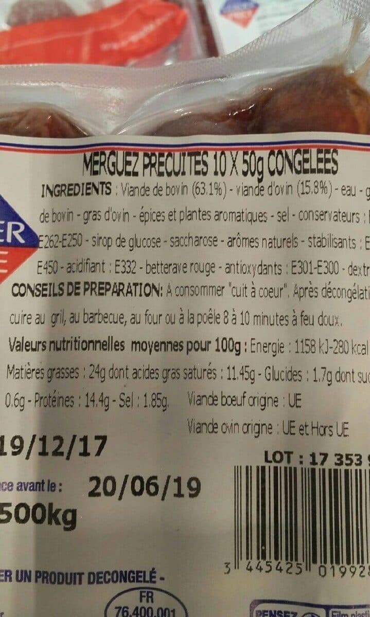 Leader Price Merguez precuites packshot