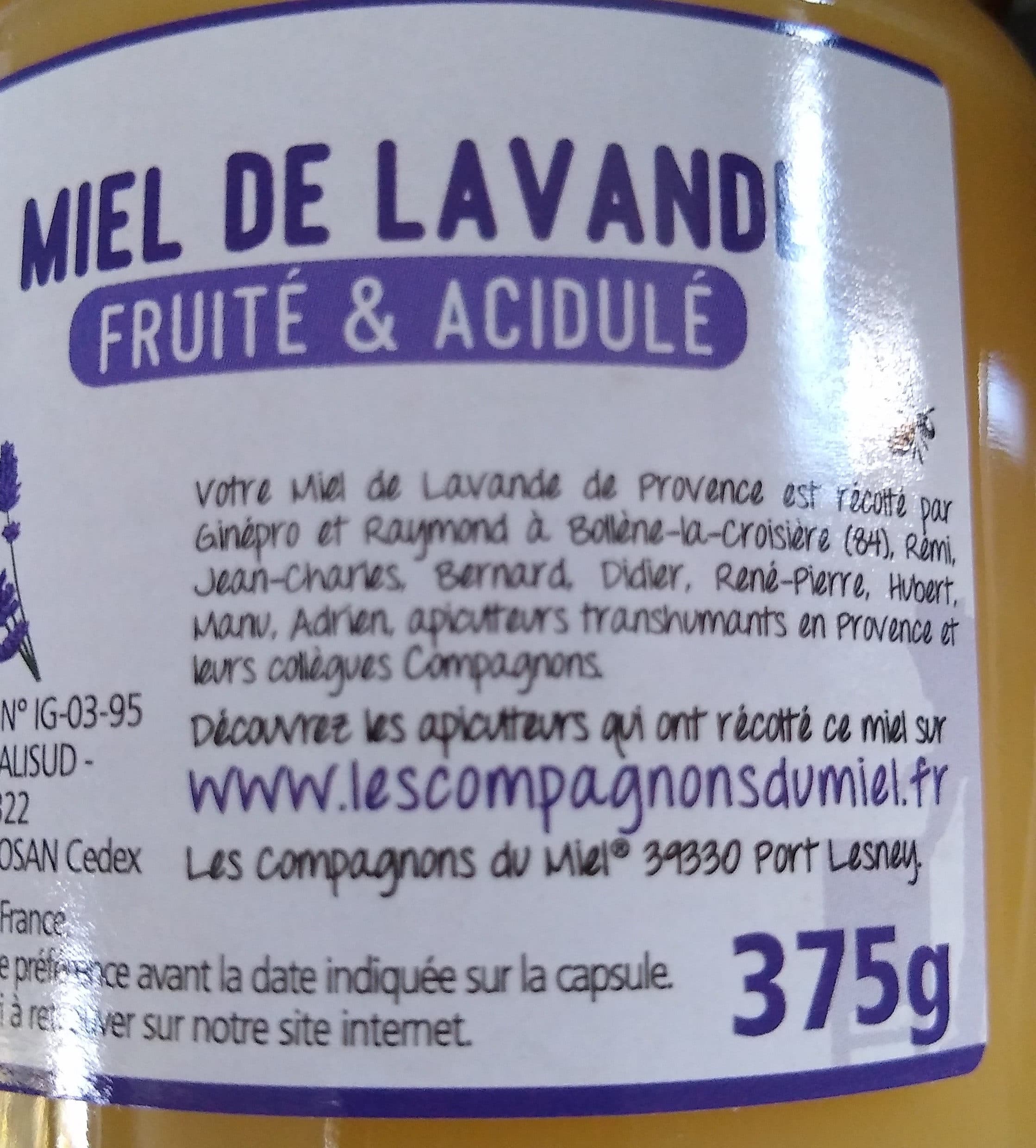 Les Compagnons du Miel Miel de Lavande de Provence IGP packshot