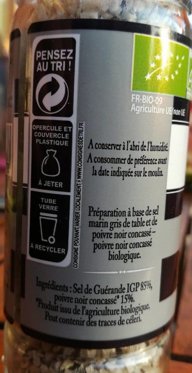 Le Guérandais Gros sel de Guérande séché et poivre noir concassé bio packshot