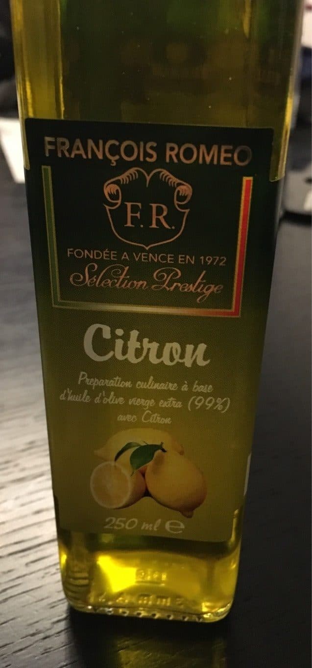 Francois Romeo Huile d olive vierge extra aromatisée au citron packshot