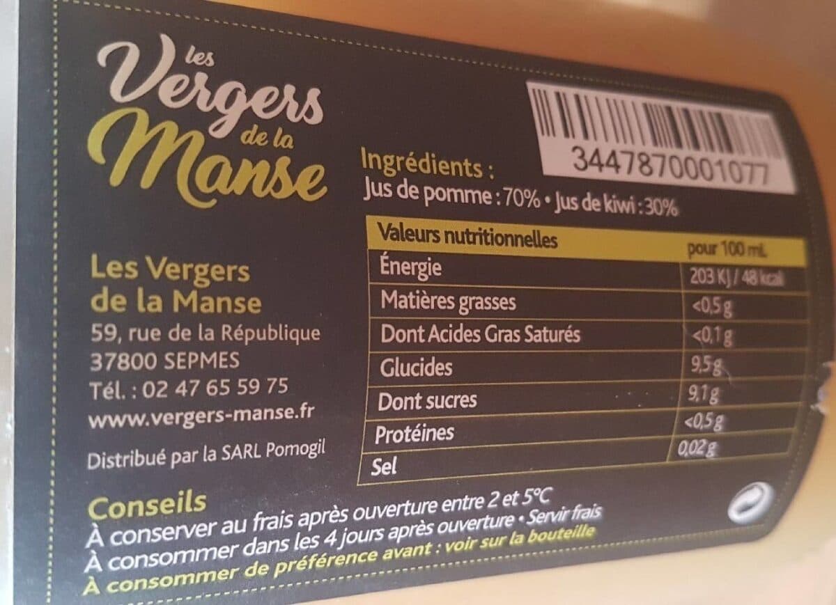 Les Vergers De La Manse Jus de Pomme Kiwi packshot