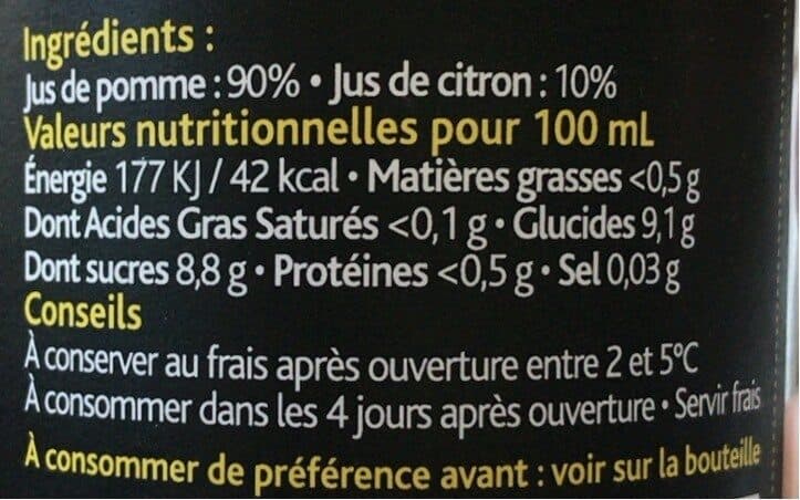 Open Food Facts Jus pomme citron packshot