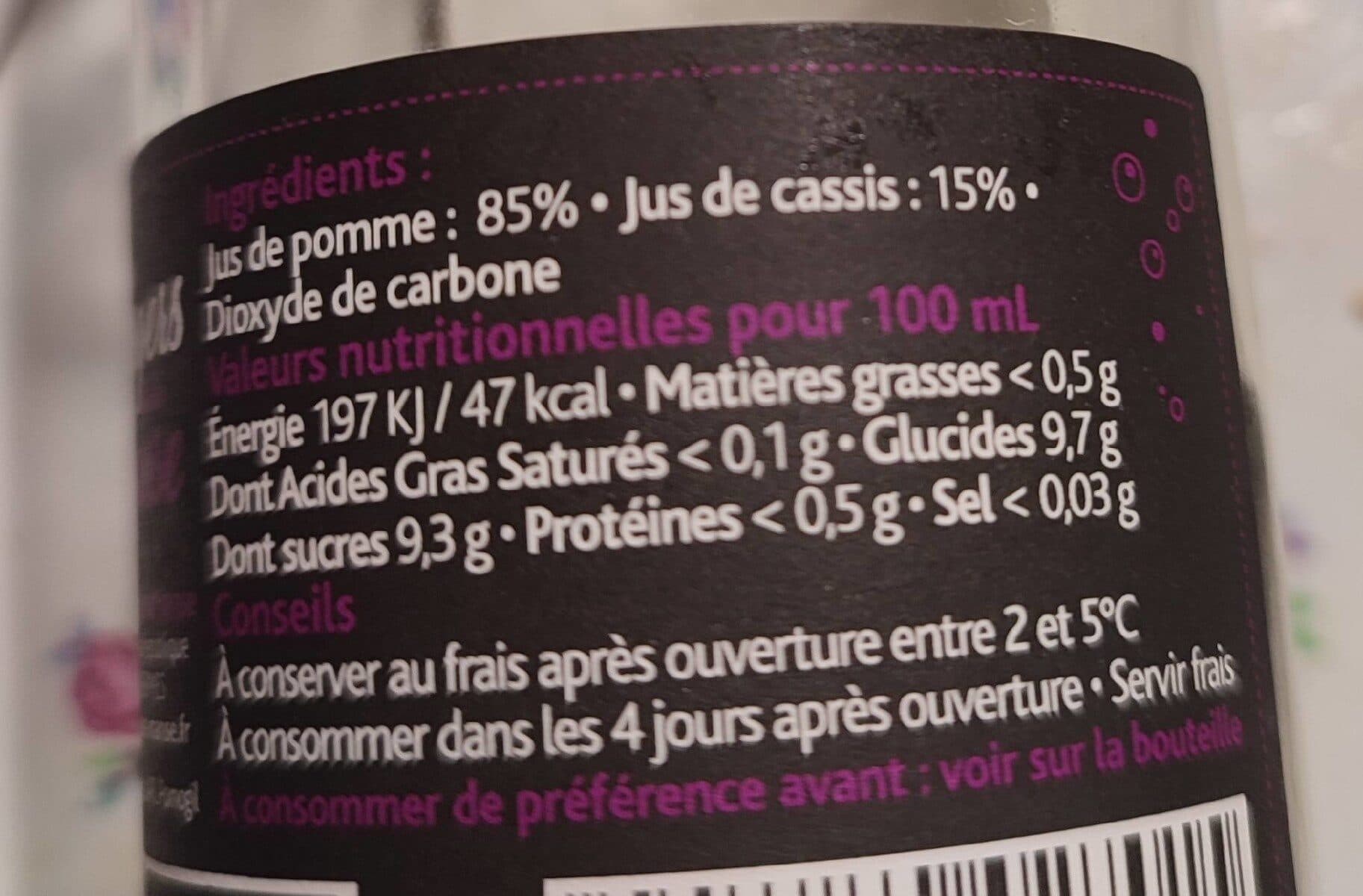 Les Vergers De La Manse Jus de pomme cassis pétillant packshot