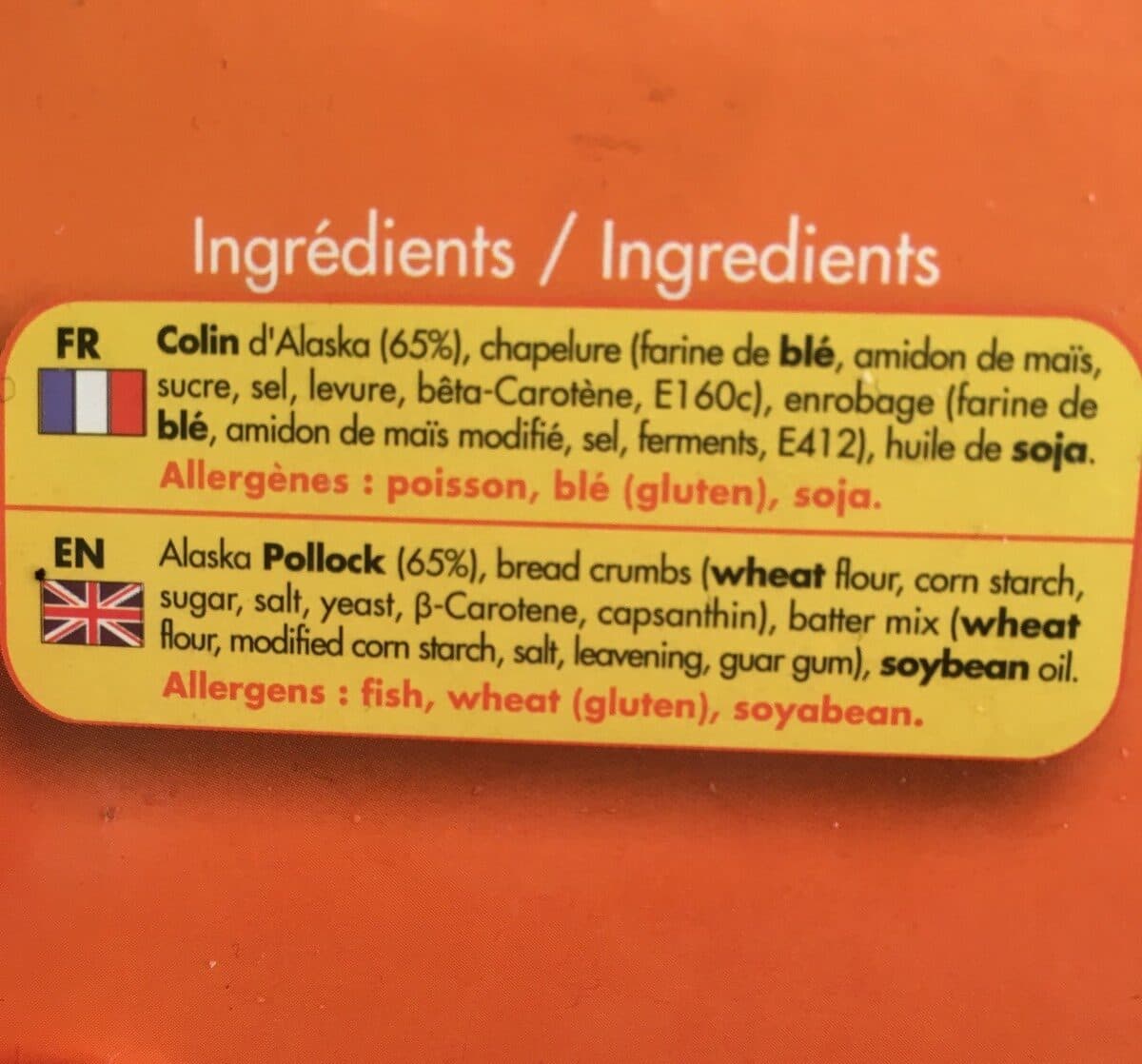 Open Food Facts Burger de poisson pane packshot