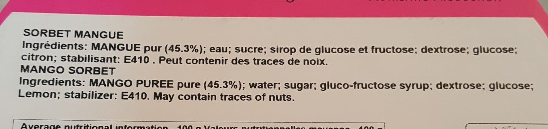 Les glaces de jacob Sorbet mangue packshot