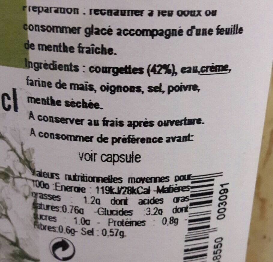 La source du verger Velouté De Courgettes packshot