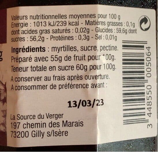 Tante lea Confiture myrtille packshot
