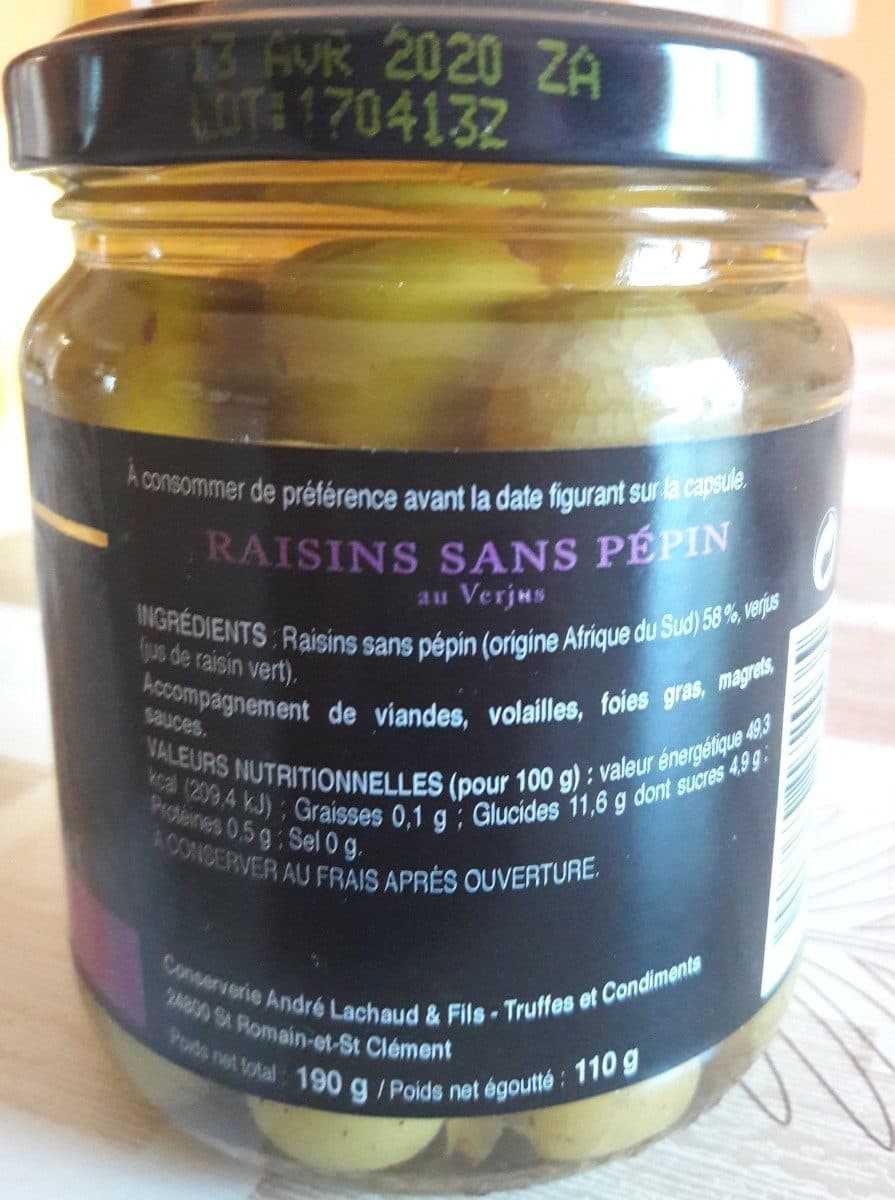 Open Food Facts Raisins sans pépin au Verjus packshot