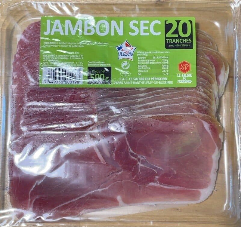 Le Saloir Du Perigord Jambon Sec 20 Tranches Intercalaires 500 g packshot