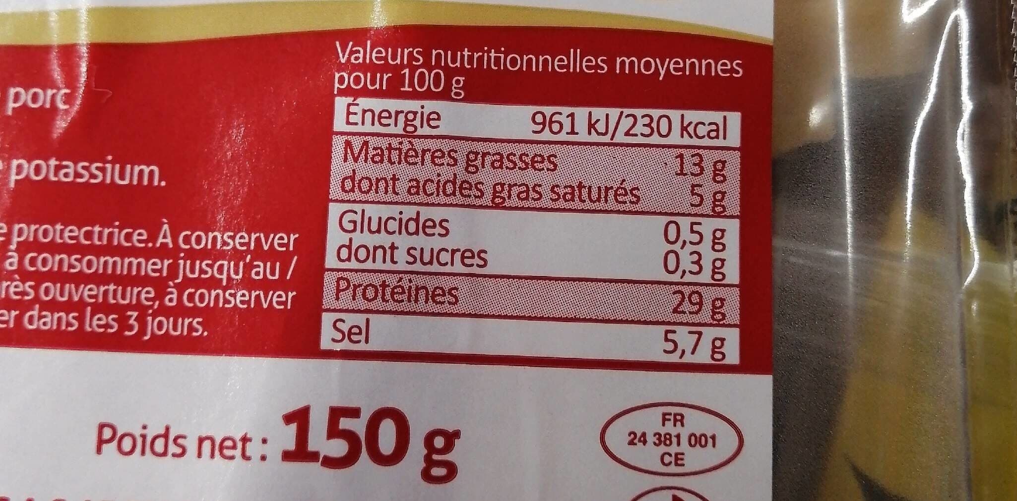 Le saloir du perigord Jambon sec packshot