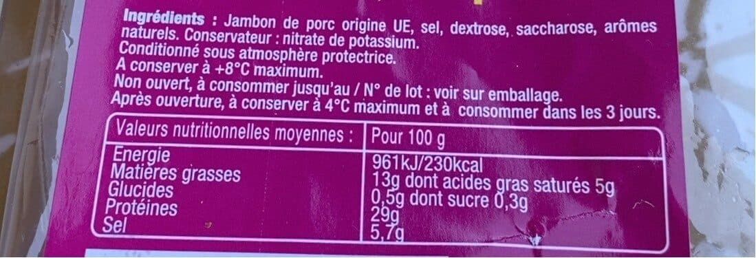 Open Food Facts Jambon sec packshot