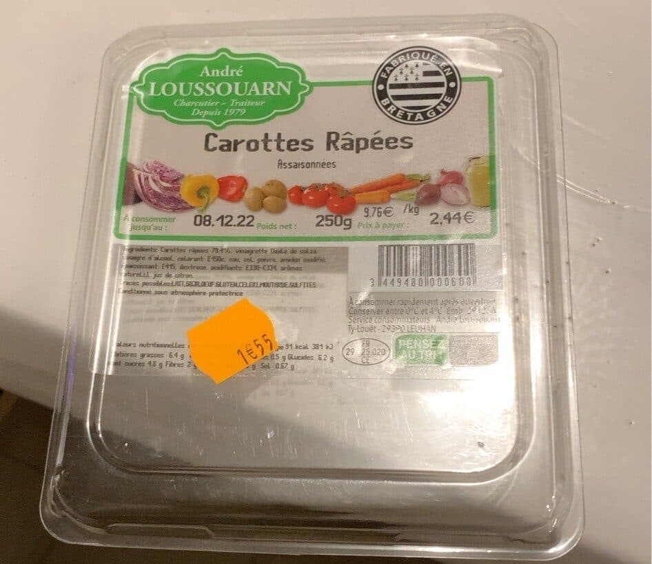 André Loussouarn Carottes Râpées assaisonnées packshot