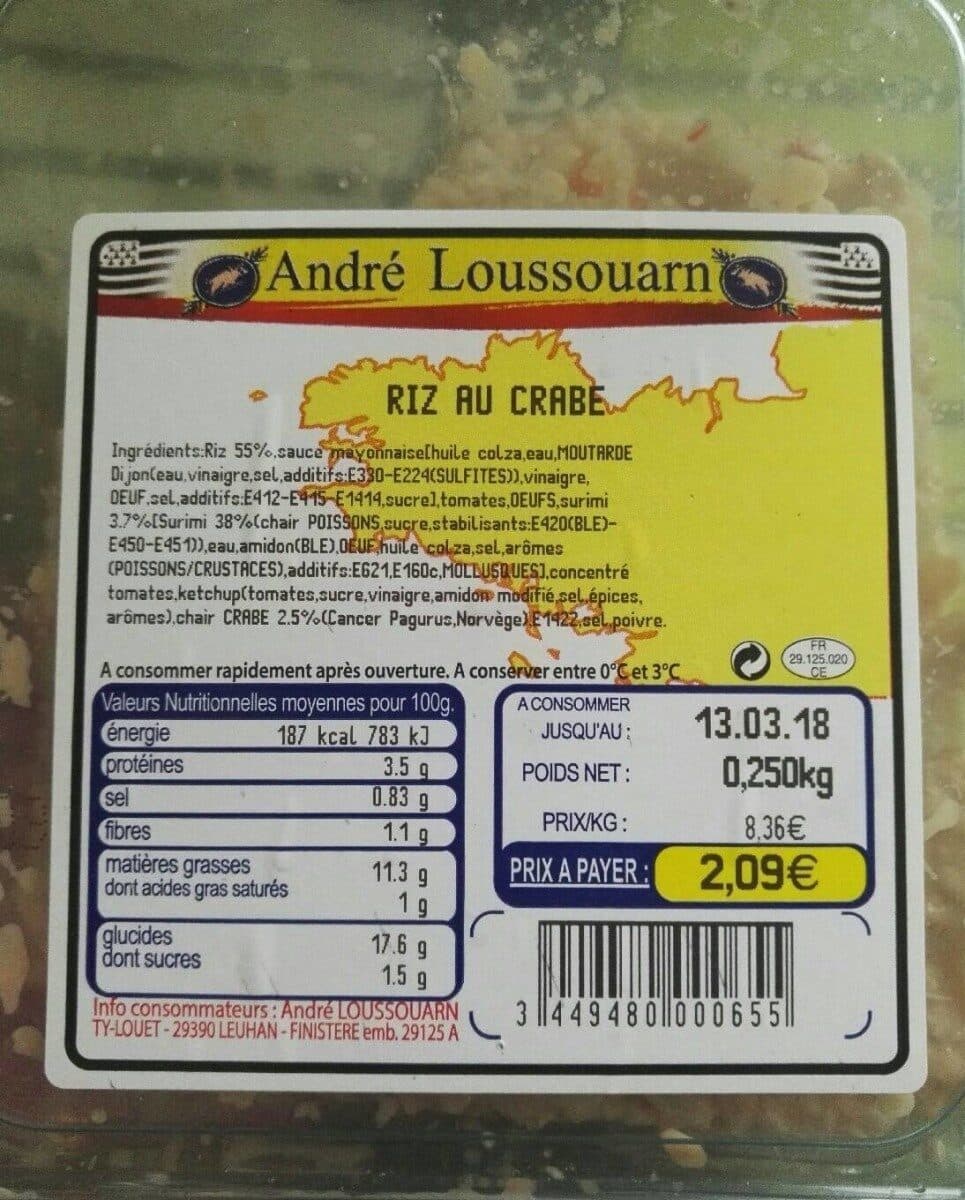 André Loussouarn Riz Au Crabe 250G packshot