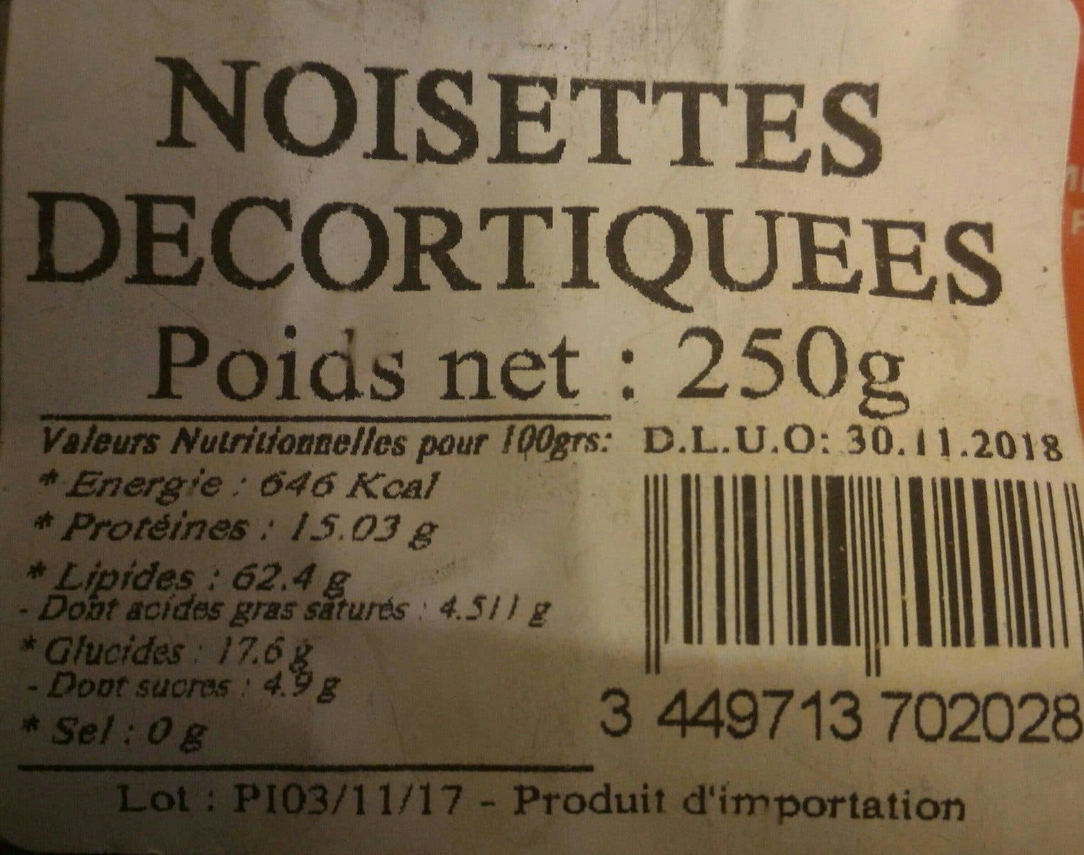 Open Food Facts Noisettes décortiquées packshot