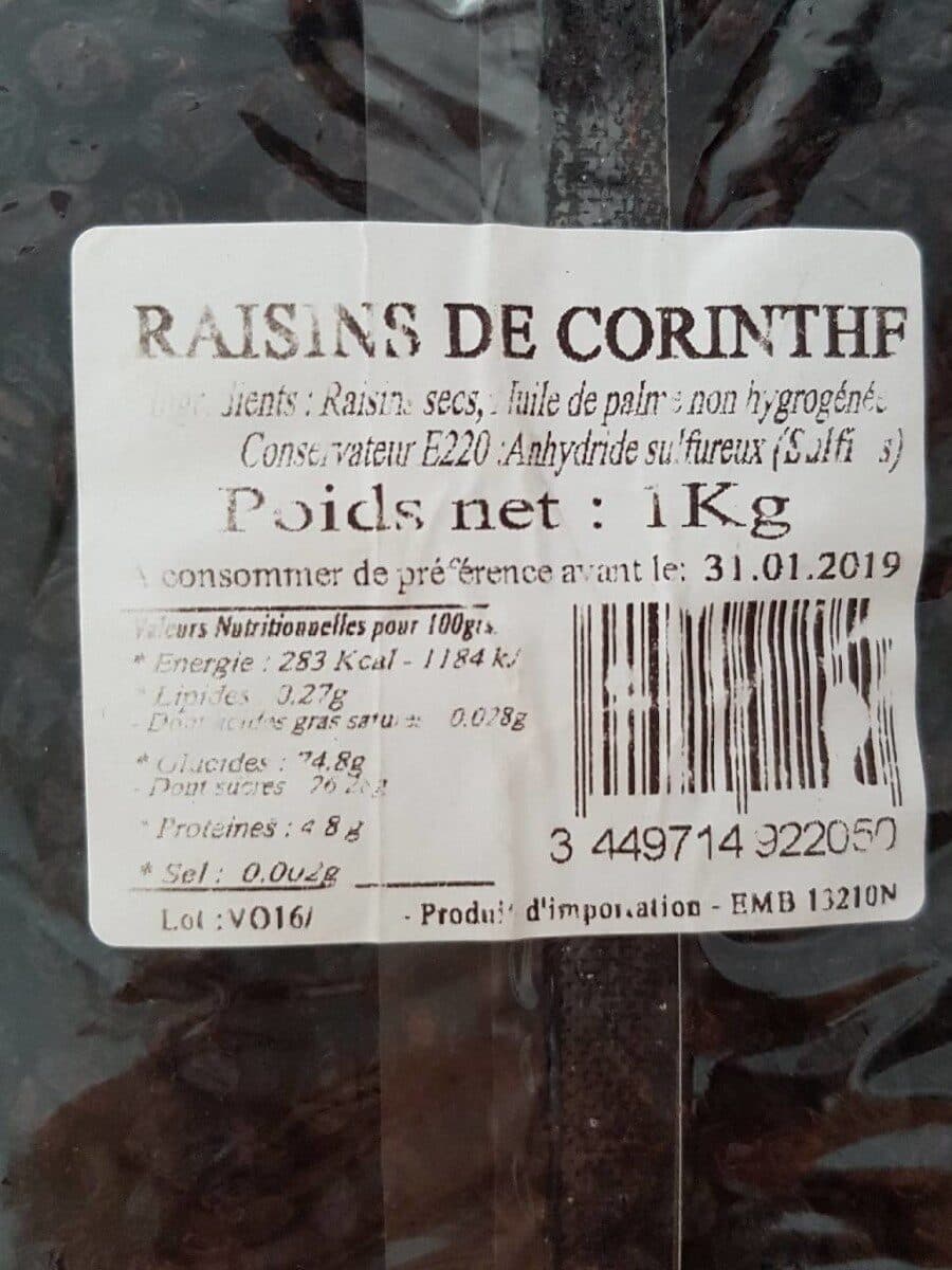 Open Food Facts Raisin de Corinthe packshot
