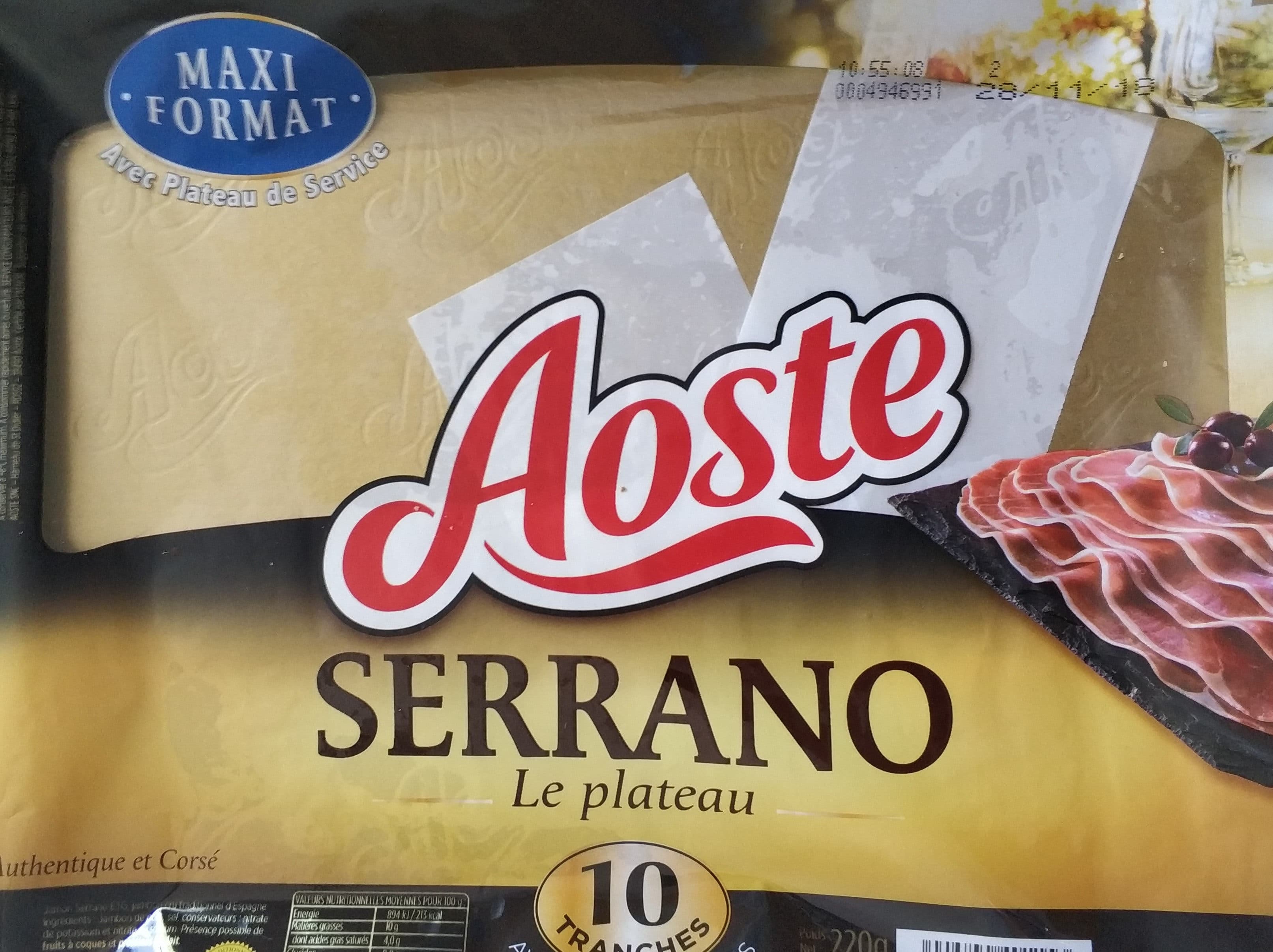 Aoste Plateau De Jambon Serrano Aoste, 10 Tranches 220g packshot