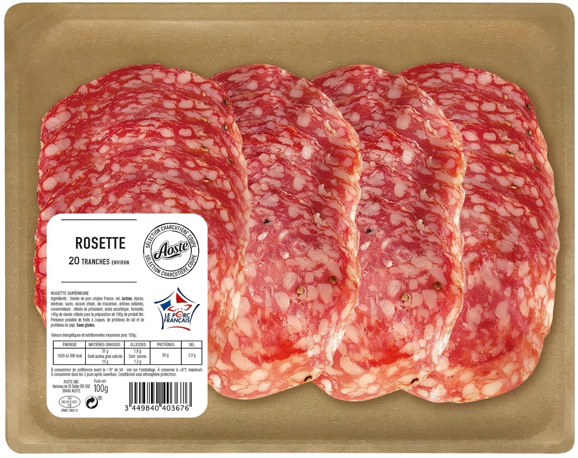 Aoste Rosette environ 20 tranches Fines Aoste packshot