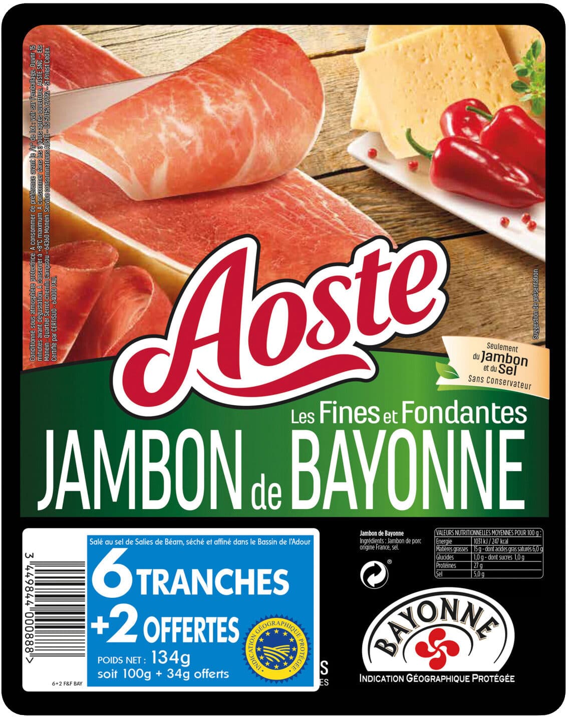 Aoste Jambon de Bayonne Les Fines et Fondantes packshot