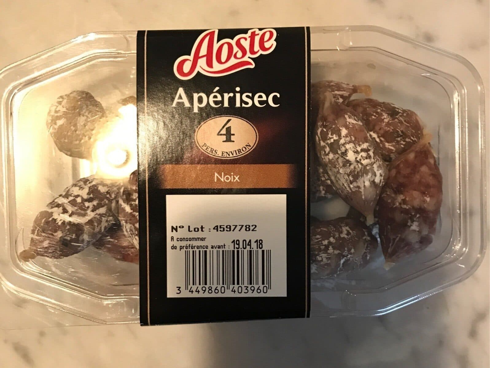 Aoste Aoste saucisson à picorer aux noix packshot