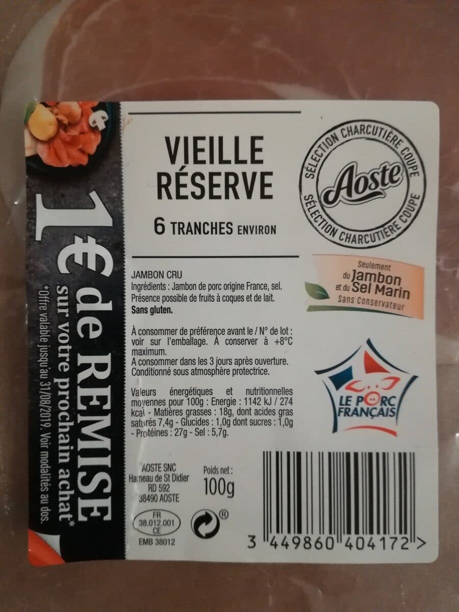 Aoste Jambon cru Vieille réserve packshot