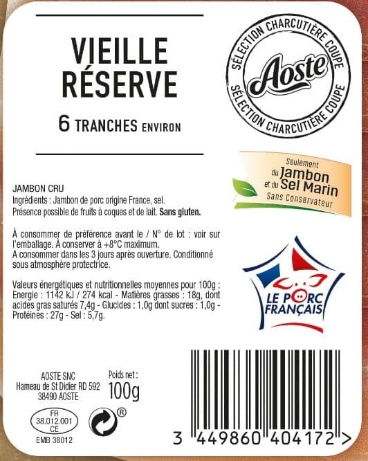 Aoste Jambon cru Vieille réserve packshot