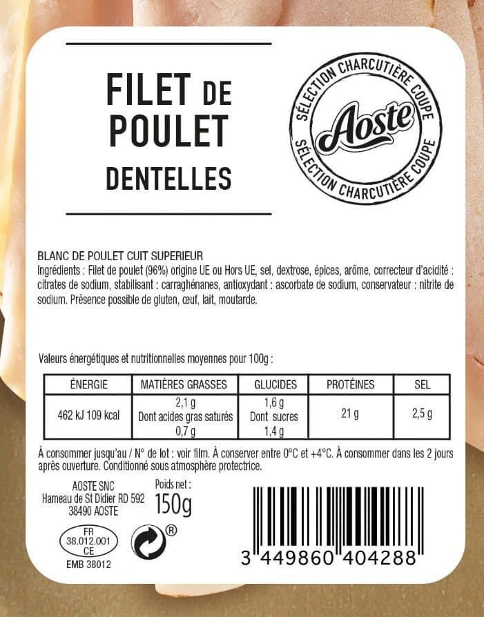 Aoste Filet de poulet dentelles packshot