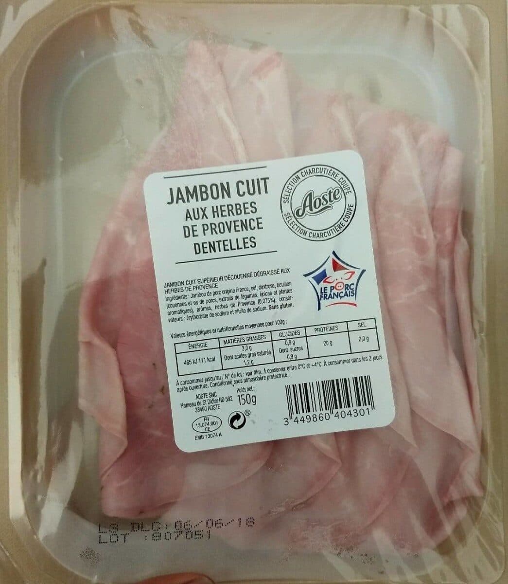 Aoste Jambon cuit aux herbes de Provence dentelles packshot