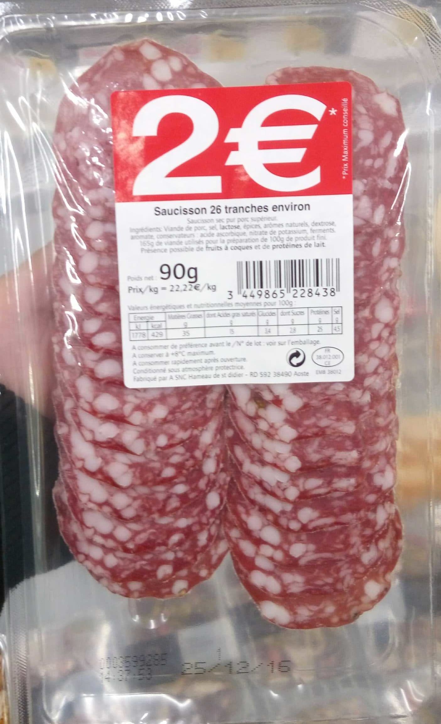 A SNC Saucisson 26 tranches packshot