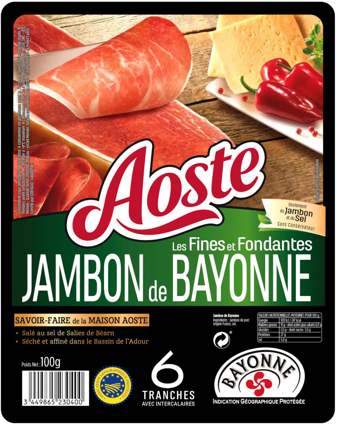 Aoste Les fines et fondantes Jambon de Bayonne packshot