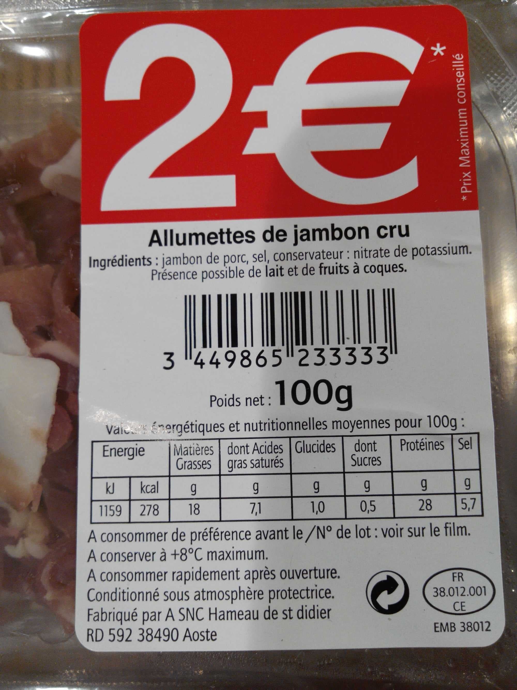 Sans marque Allumettes de jambon cru packshot