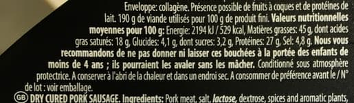 OLUF LORENTZEN AS Saucisson sec pur porc saveur de France packshot