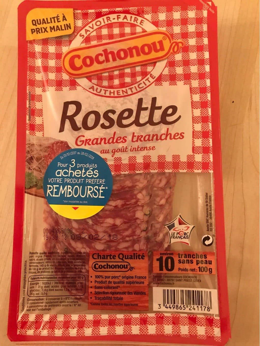 Cochonou Rosette grandes tranches au goût intense packshot