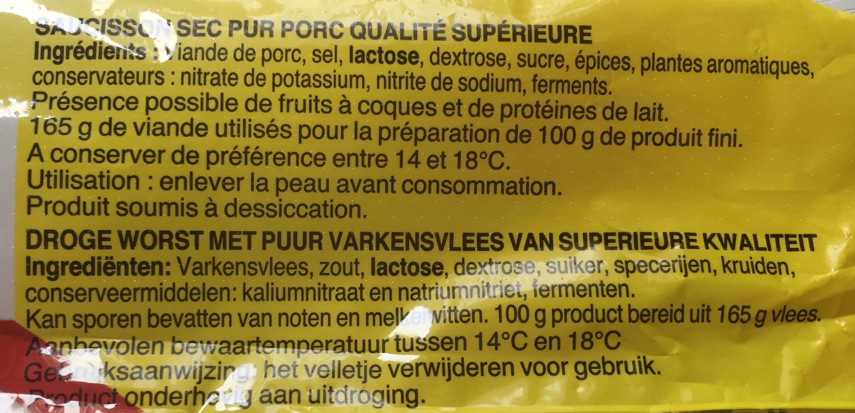 Justin bridou Saucisson sec pur porc quailité supérieur, Saucisson Le Sec JUSTIN BRIDOU packshot