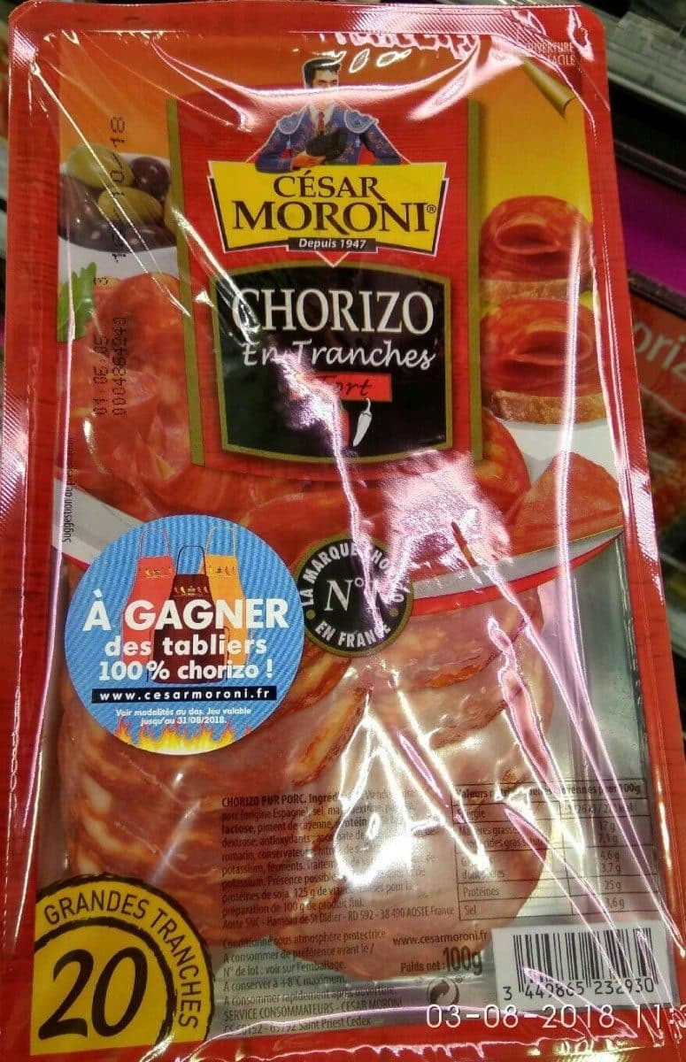 César Moroni Chorizo en tranches fort packshot