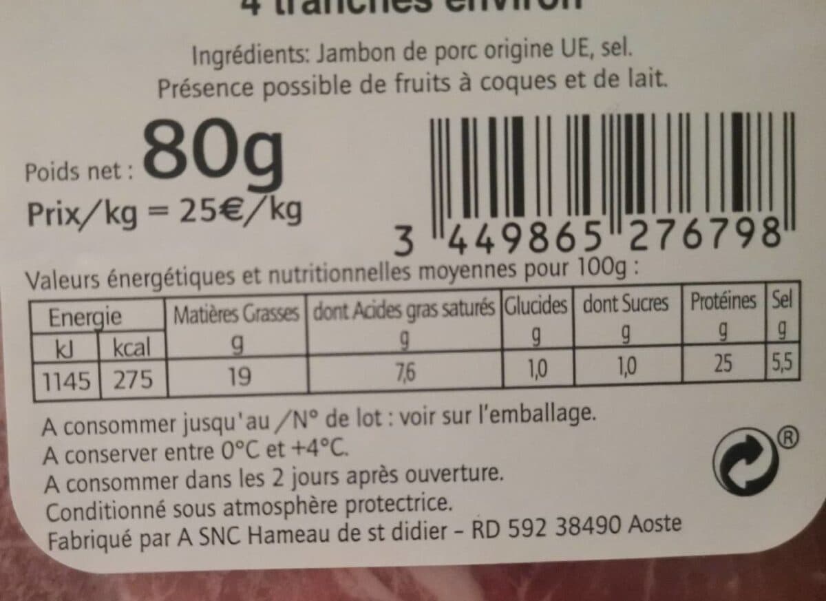 Sans marque Jambon cru sans conservateur packshot