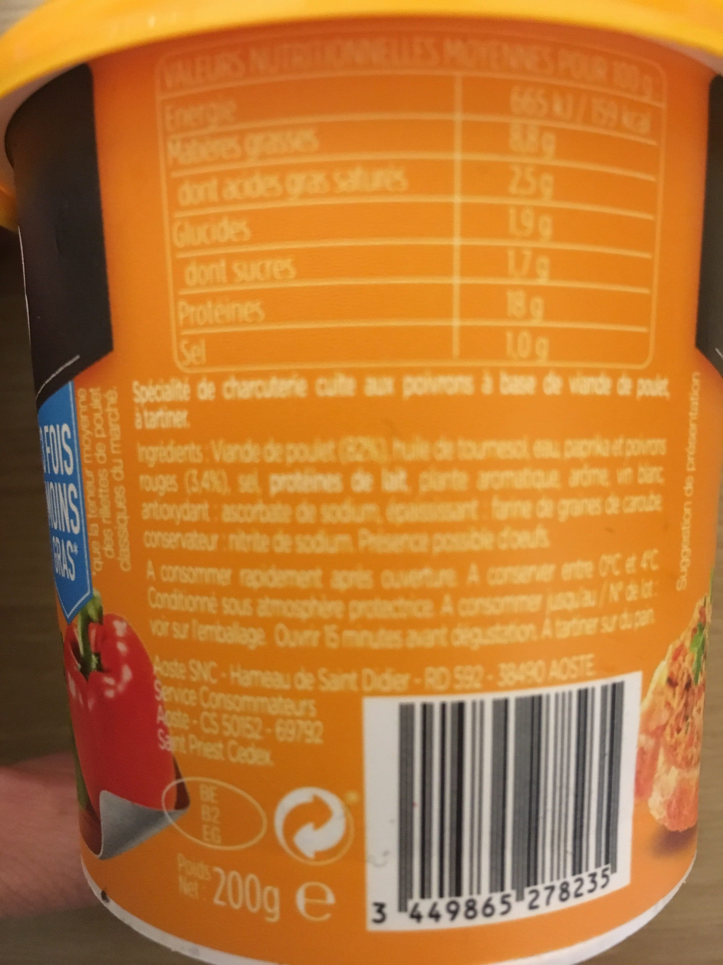 Aoste Les tartines poulet aux poivrons packshot