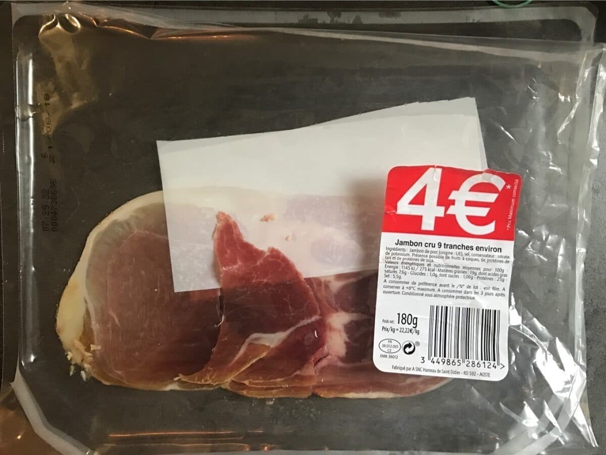 Open Food Facts Jambon cru 9 tranches environ packshot