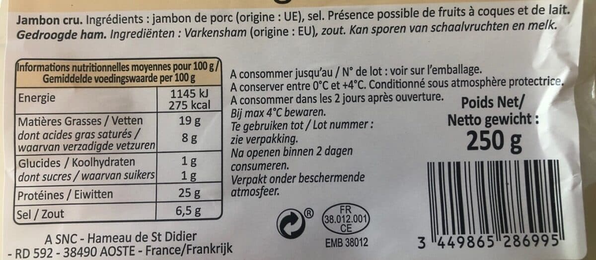 Open Food Facts Jambon cru packshot