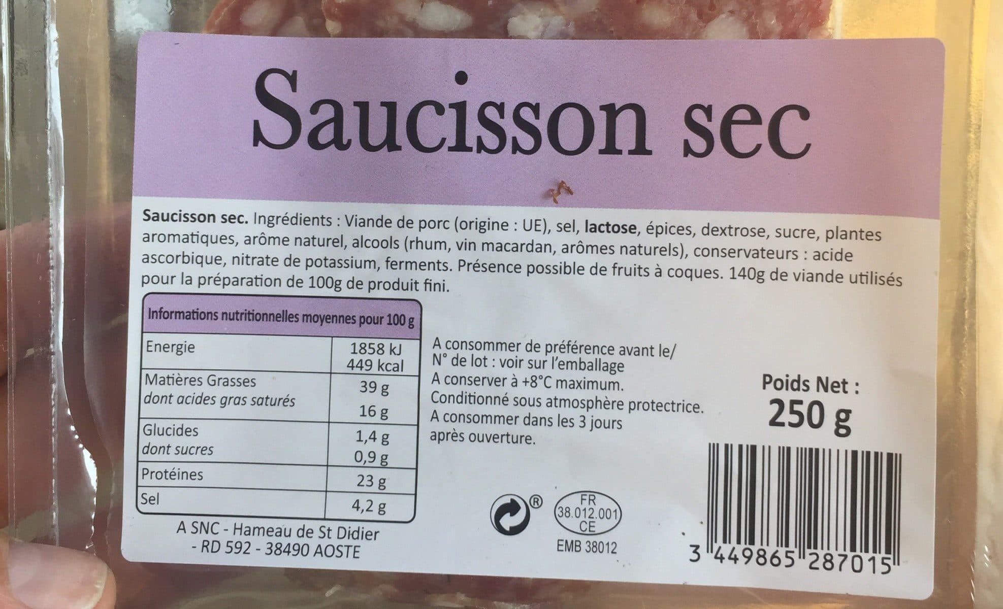 Open Food Facts Saucisson packshot