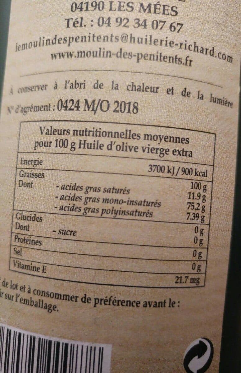 Moulin des Pénitents Huile d'Olive vierge extra packshot