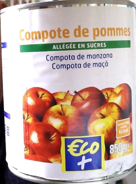Eco+ Compote de pommes allégée en sucre packshot