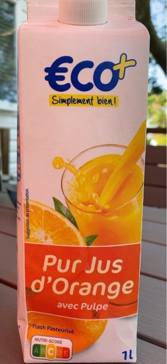 Eco+ Pur jus d'orange avec pulpe packshot