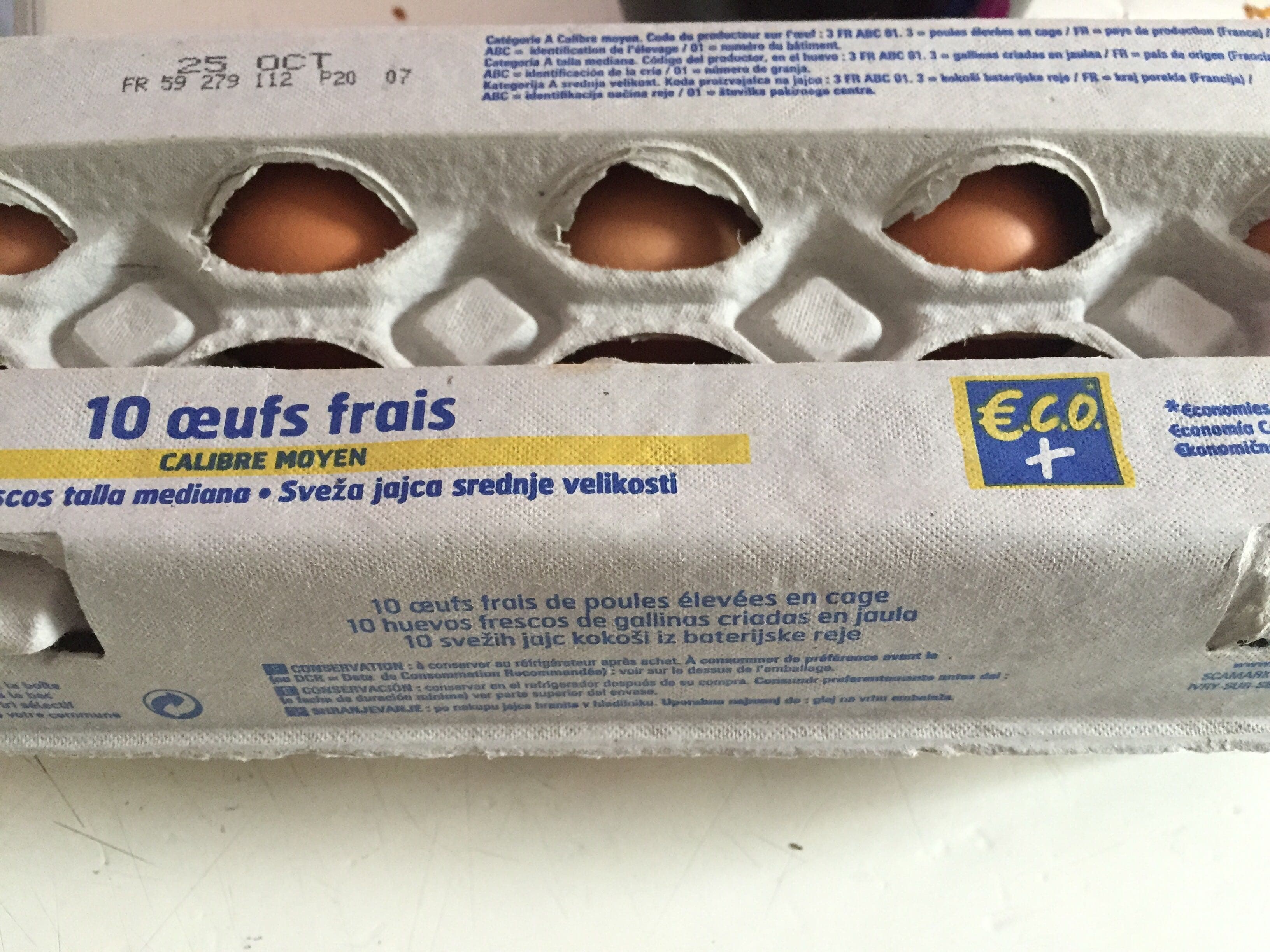 Eco+ 10 œufs frais calibre moyen packshot