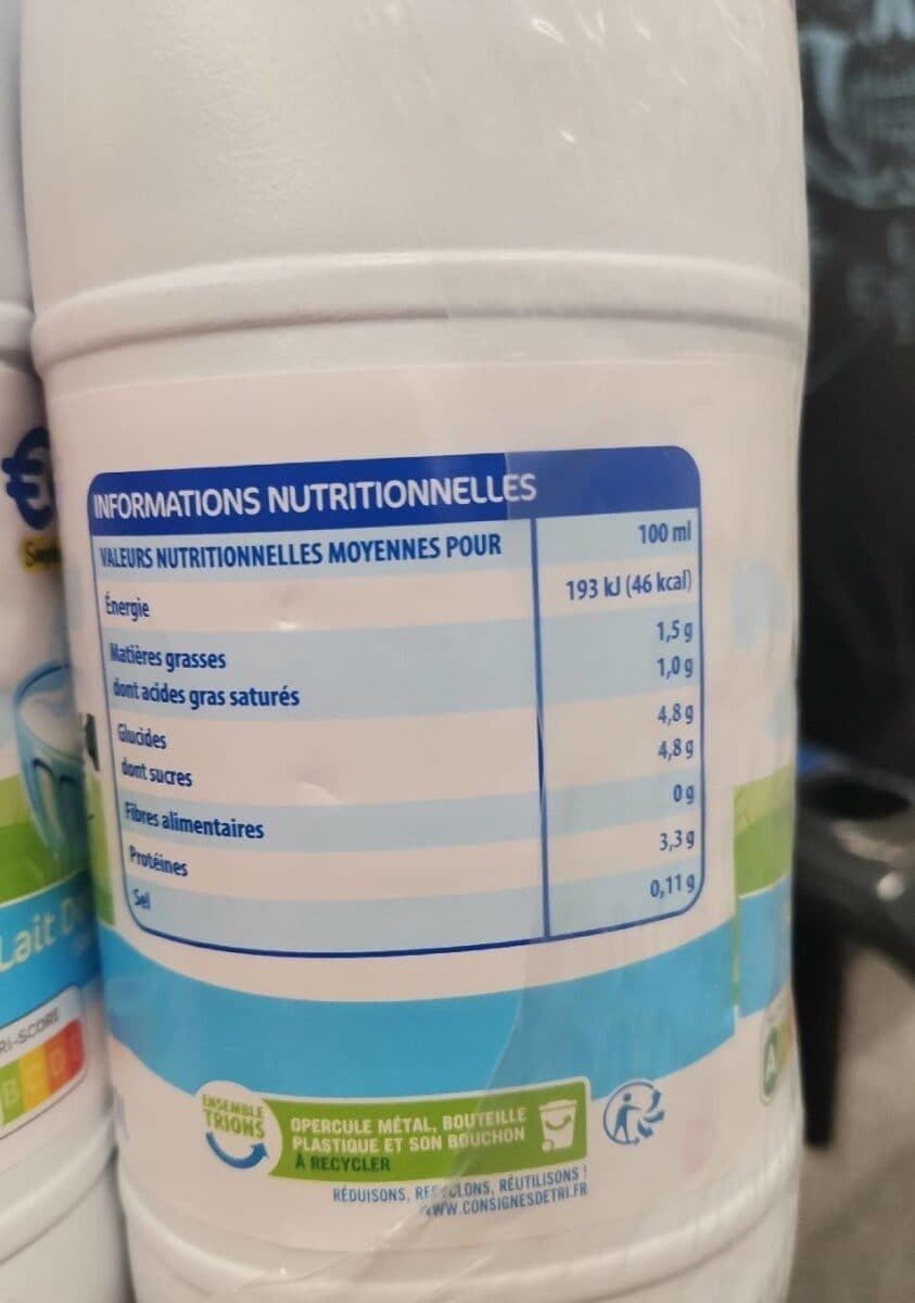 Leclerc Lait demi écrémé bouteille packshot