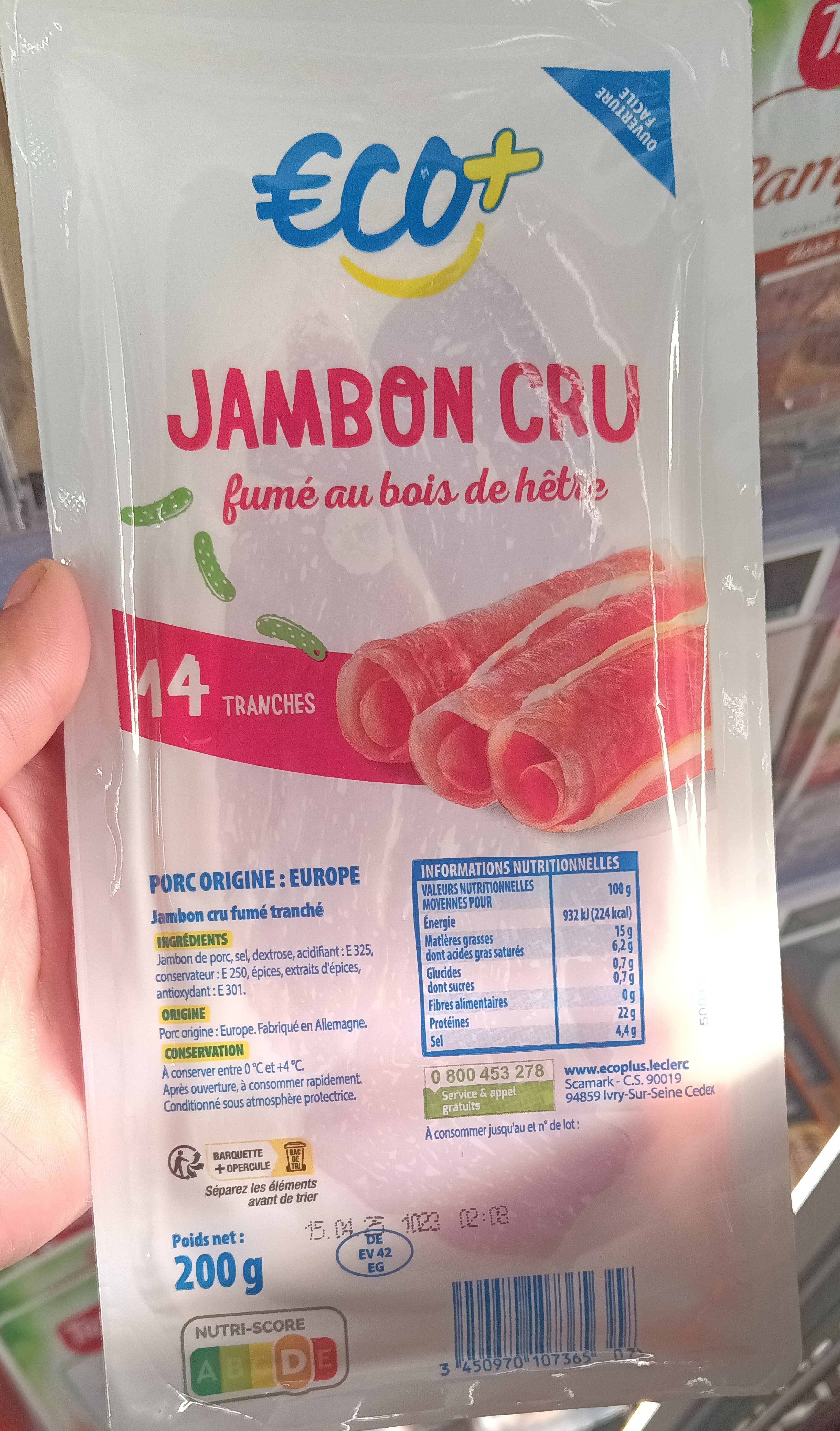 Eco+ Jambon cru fumé au bois de hêtre packshot